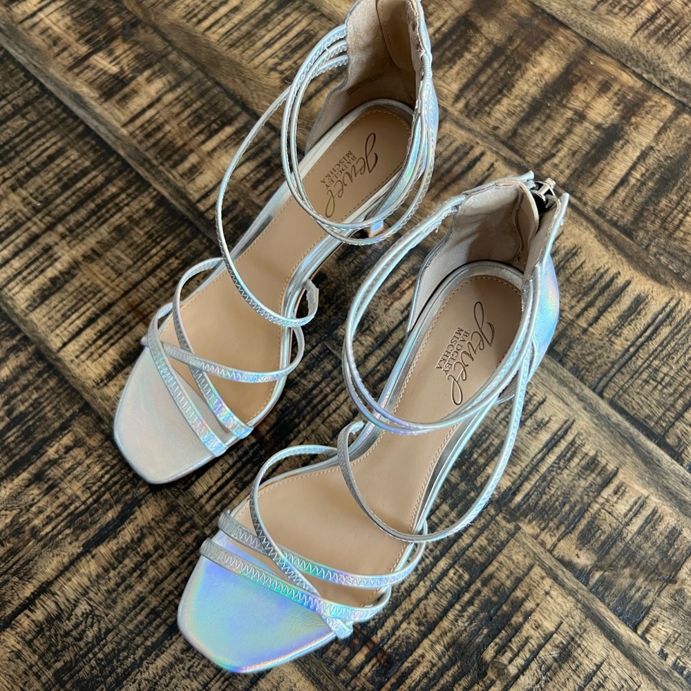 Jewel Badgley Mischka Silver Heels with Dazzling Finish